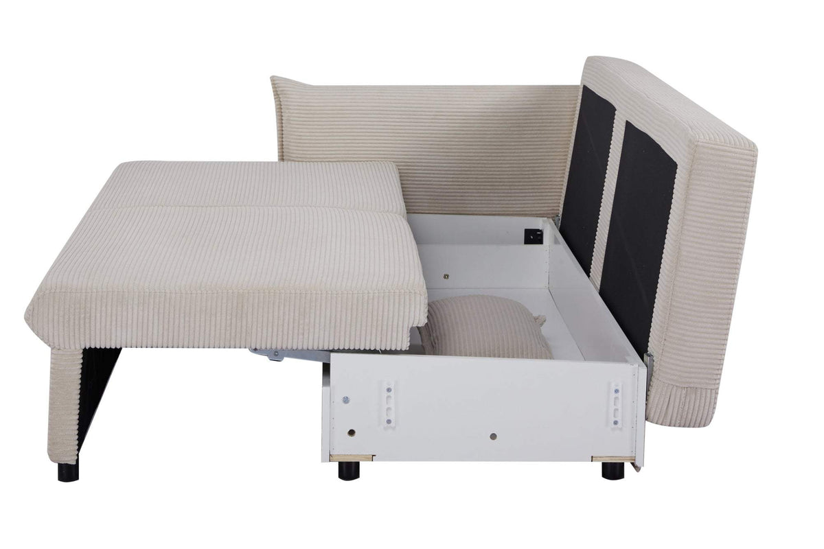 APARTMENT bézs kordbársony kanapéágy