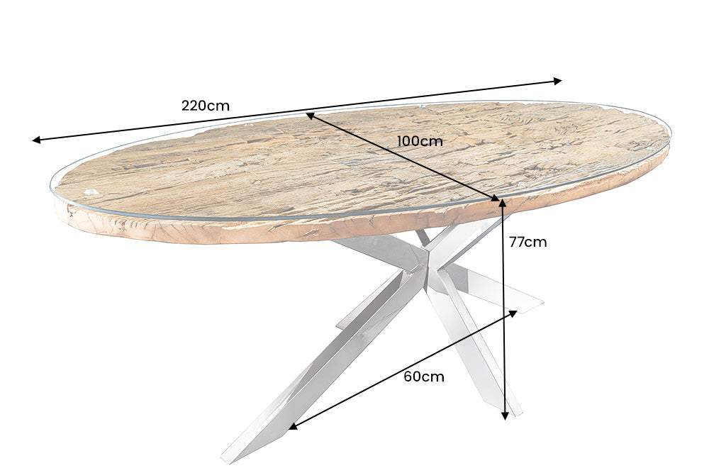 BARRACUDA barna tikfa étkezőasztal 220 cm