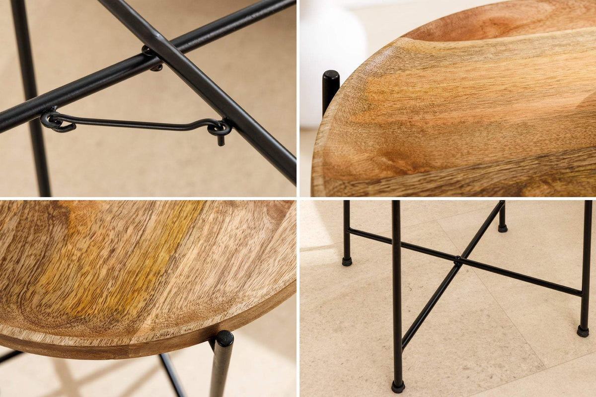 TRAYFUL mangófa lerakóasztal levehető tálcával