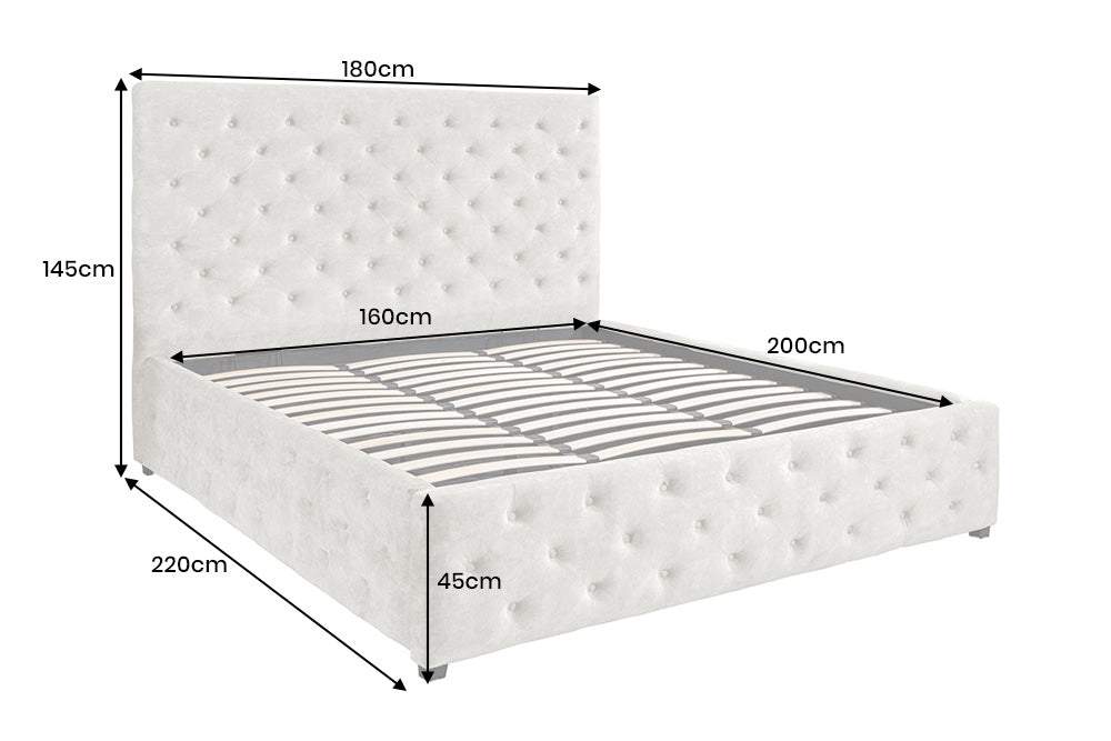 PARIS CHESTERFIELD bézs bársony ágy 160x200 cm