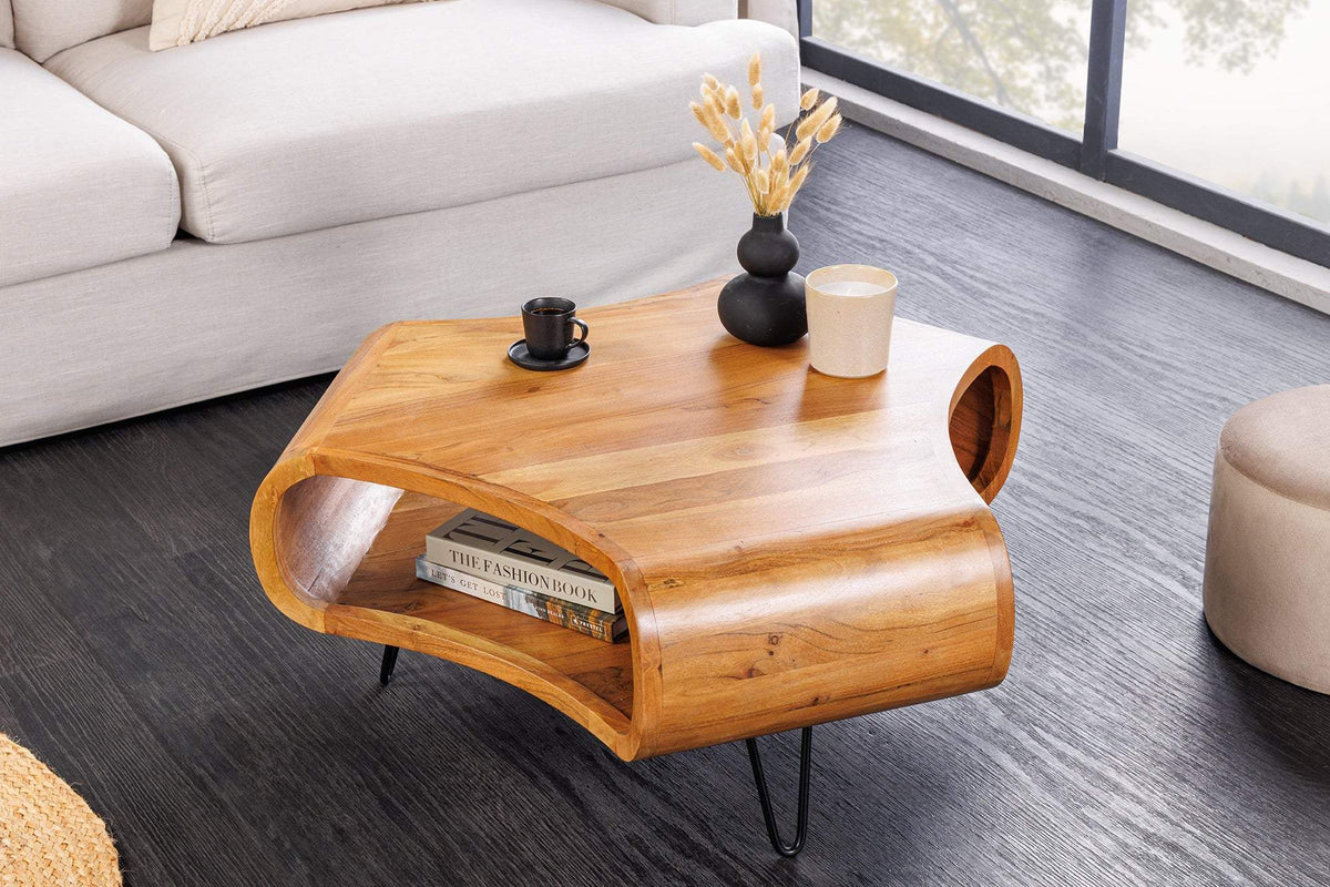 ORGANIC LIVING barna akácfa dohányzóasztal 90 cm