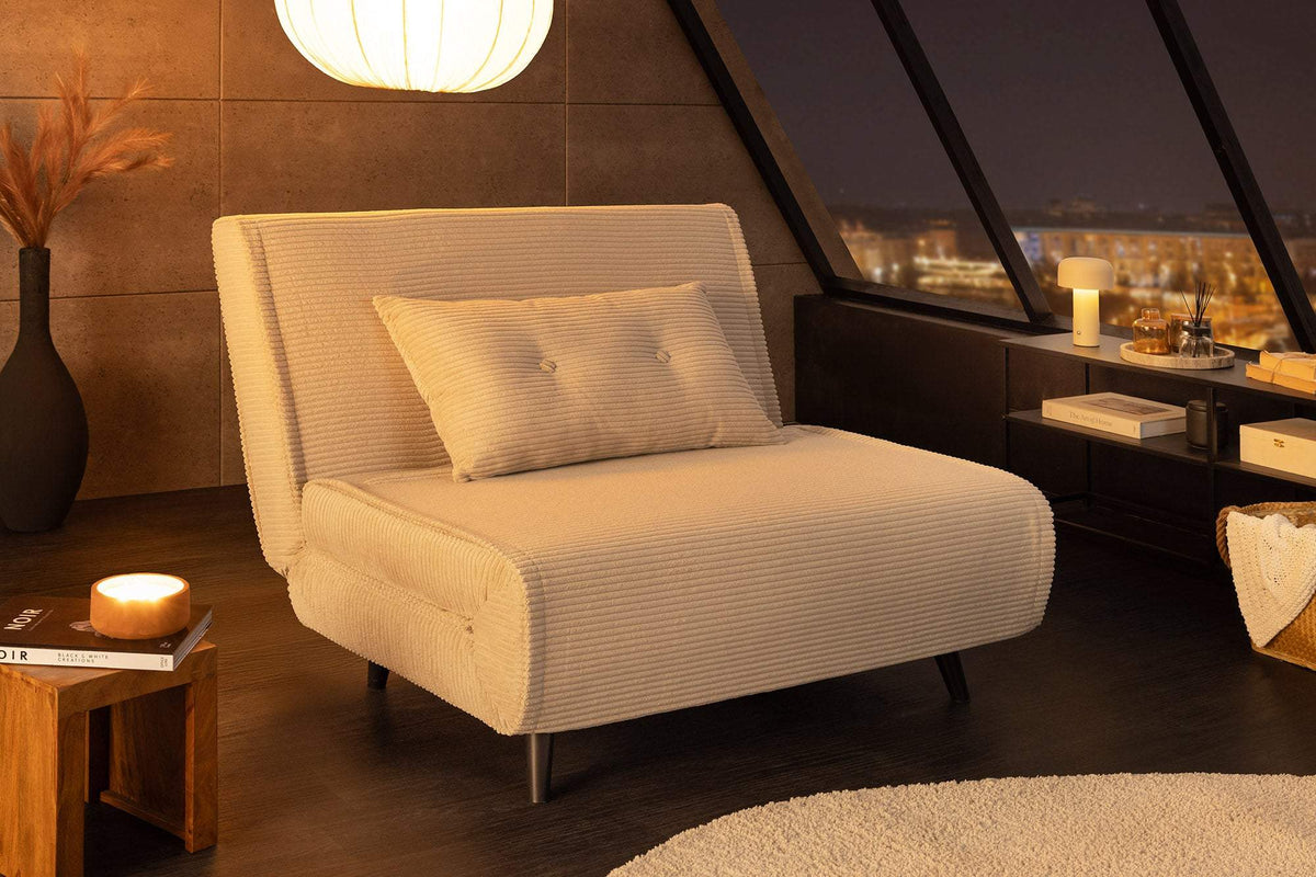 SMART MULTIFUNCTION bézs kordbársony fotelágy 100 cm