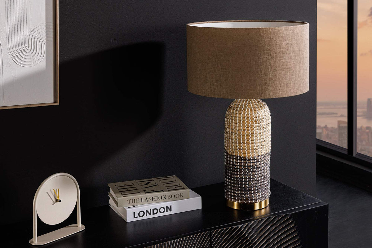 ZEA bézs fonott asztali lámpa