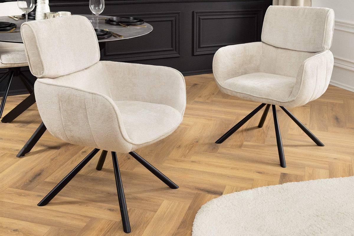 UNIQUE bézs polyester zsenília forgószék