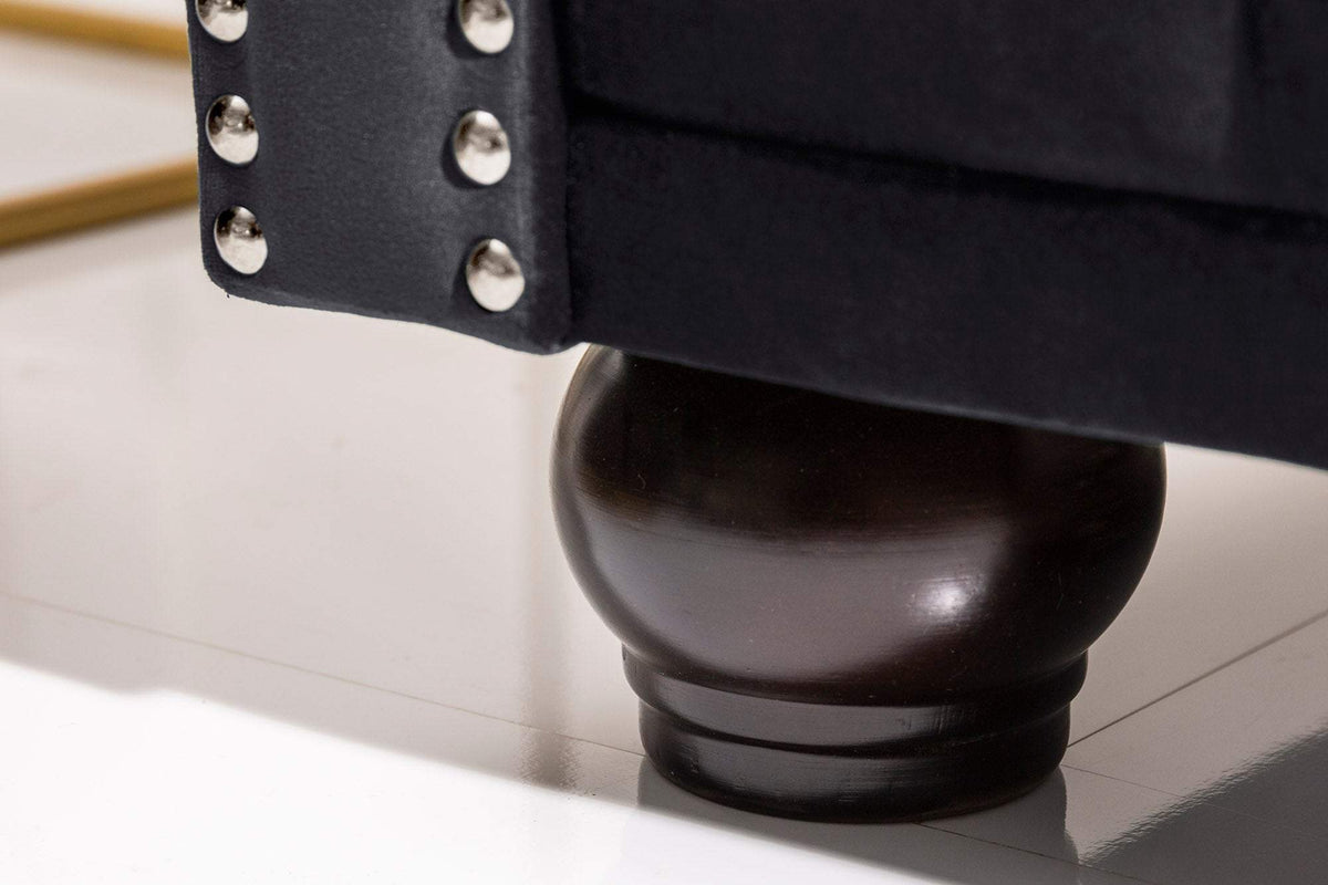 CHESTERFIELD fekete bársony kanapé