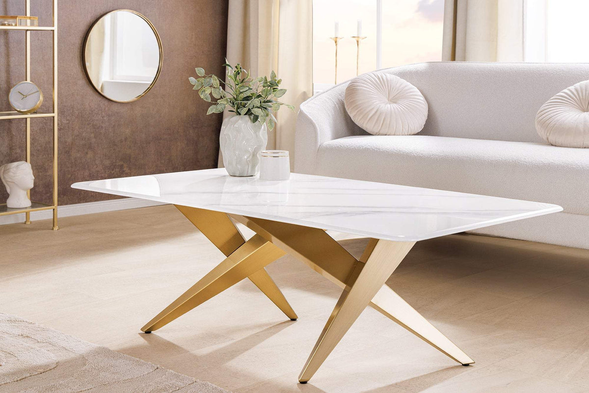 ART LIVING fehér kerámia dohányzóasztal