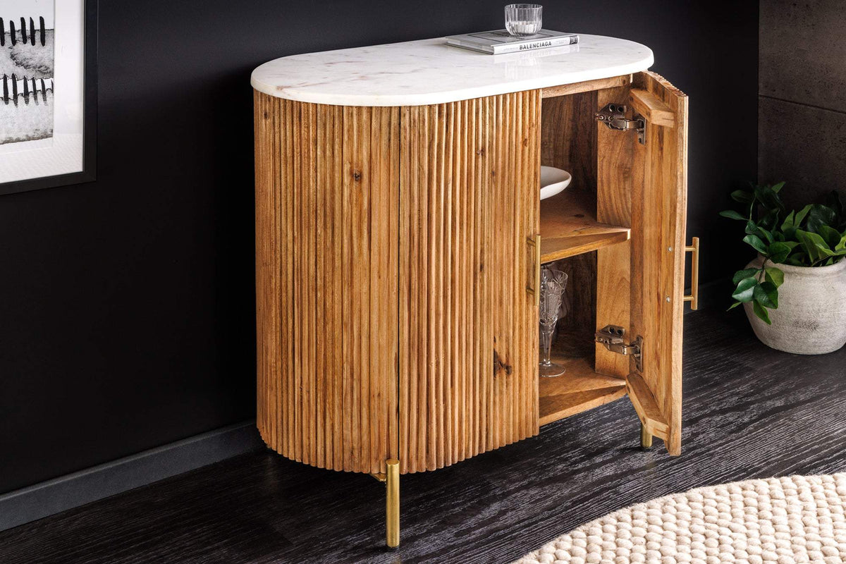 TRES CHIC fehér márvány komód 70 cm