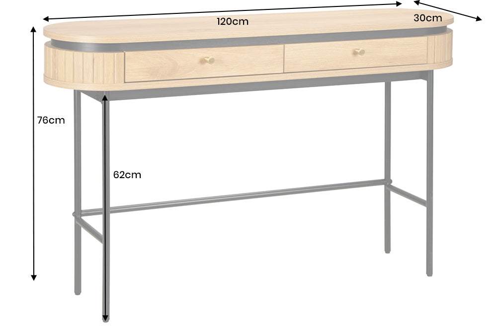 ATELIER barna tölgyfa furnér konzolasztal 120 cm