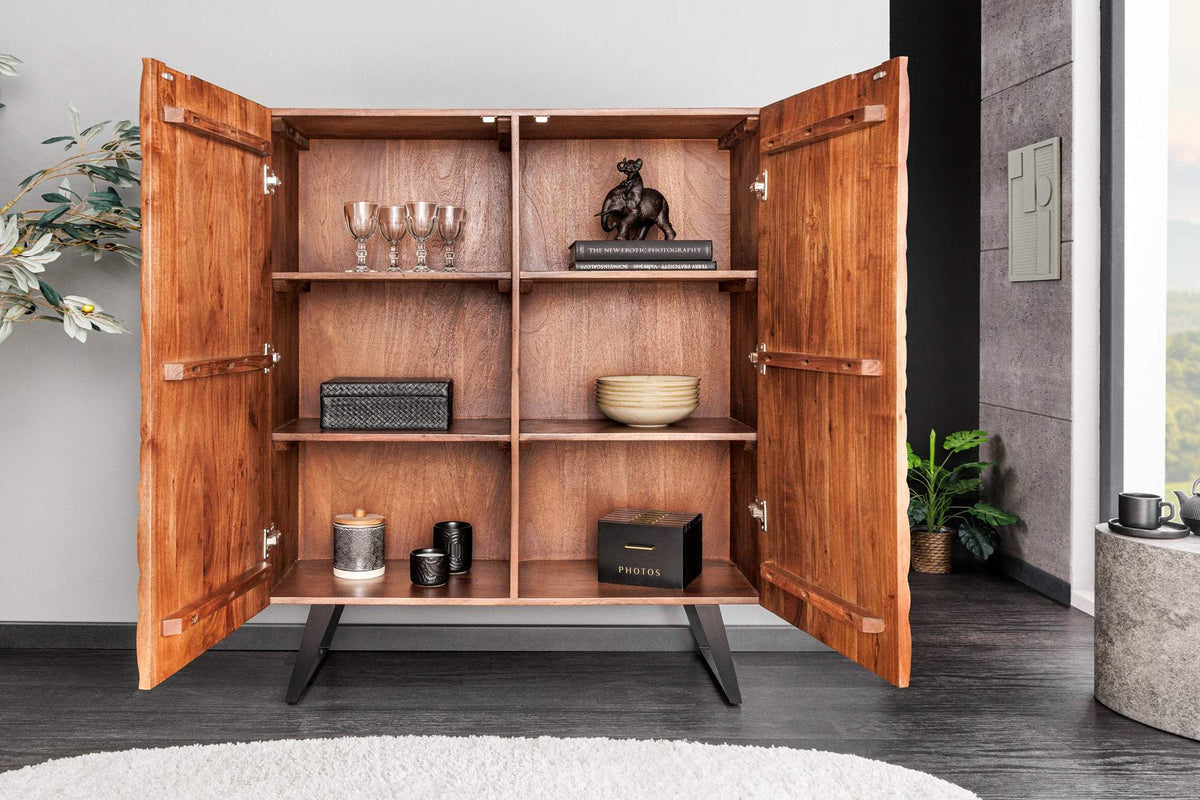 FLUID barna akácfa tálalószekrény 120 cm