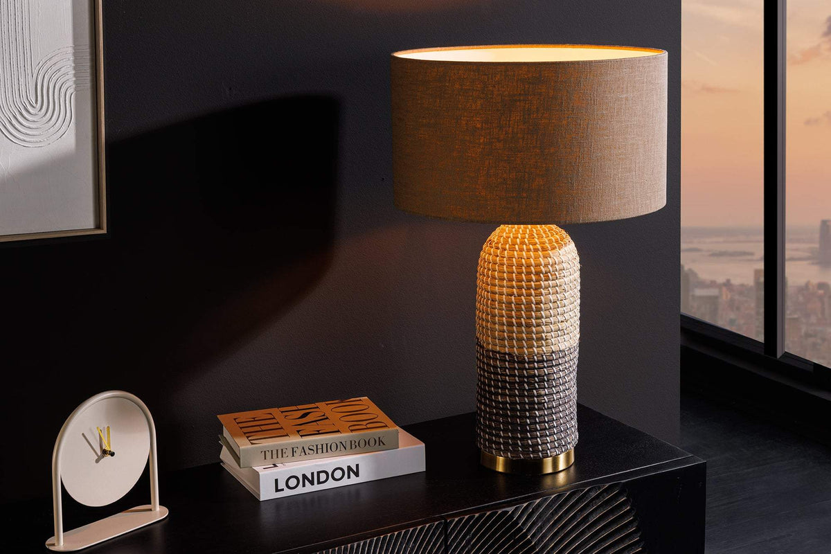 ZEA bézs fonott asztali lámpa