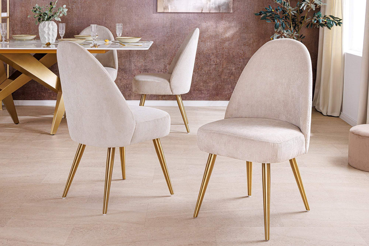 MIA CASA bézs kordbársony szék