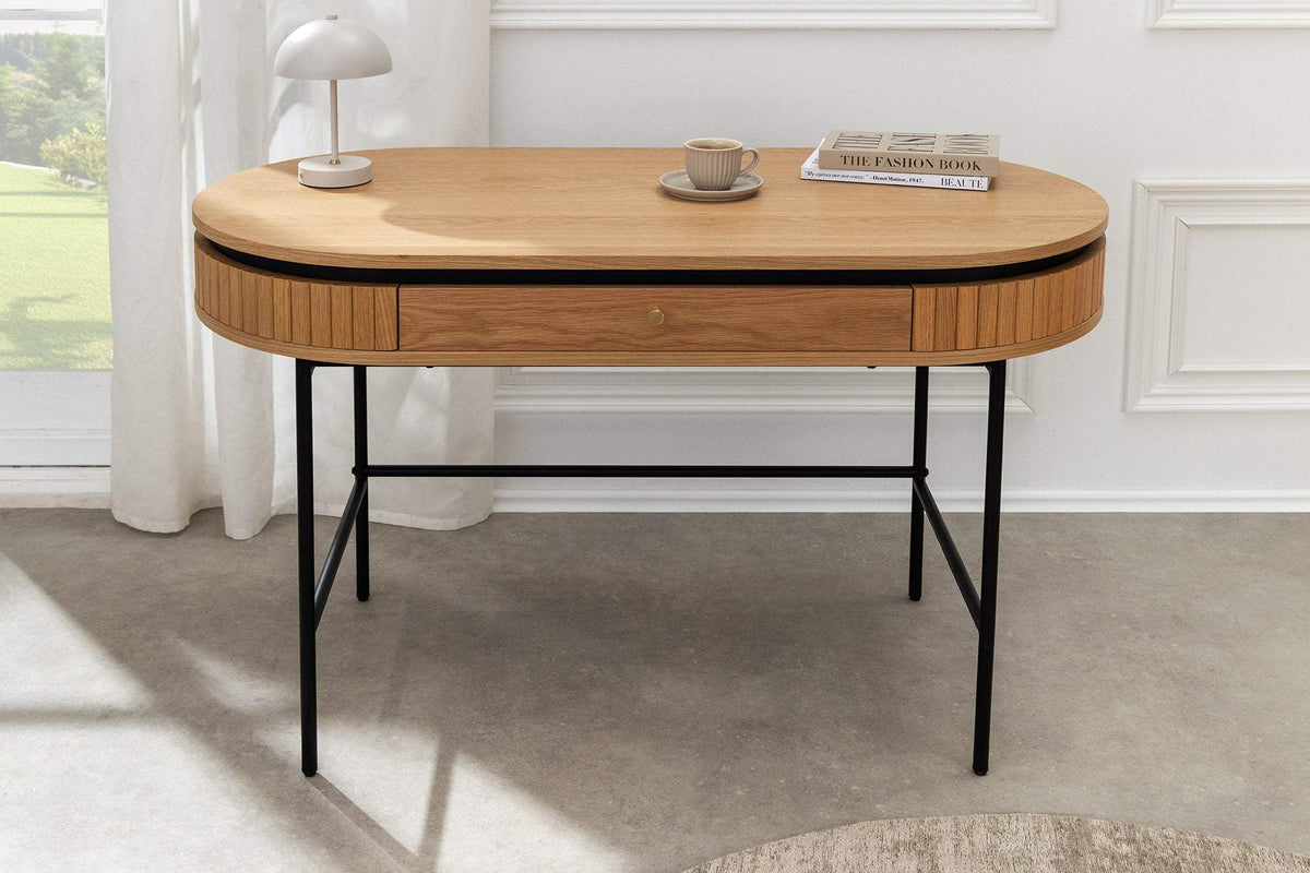 ATELIER barna tölgyfa furnér íróasztal 120 cm