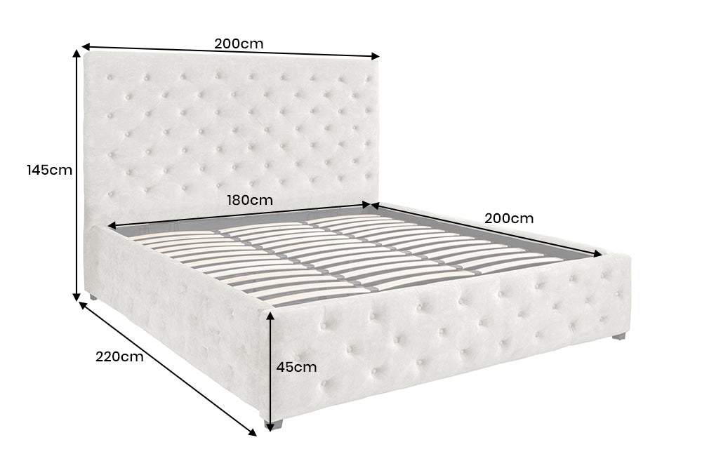 PARIS CHESTERFIELD bézs bársony ágy 180x200 cm