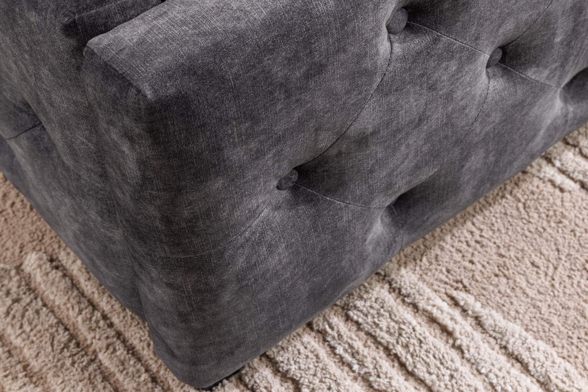 PARIS CHESTERFIELD szürke bársony ágy 180x200 cm