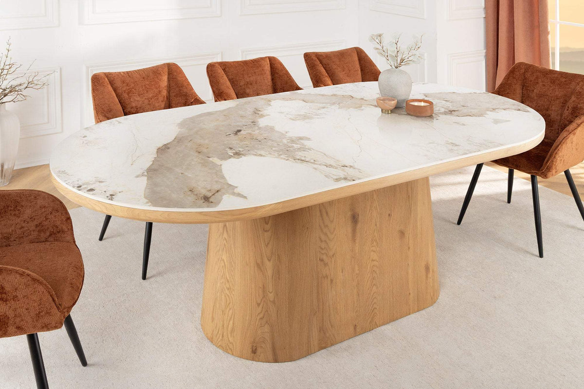 UNIQUE fehér kerámia étkezőasztal 200 cm