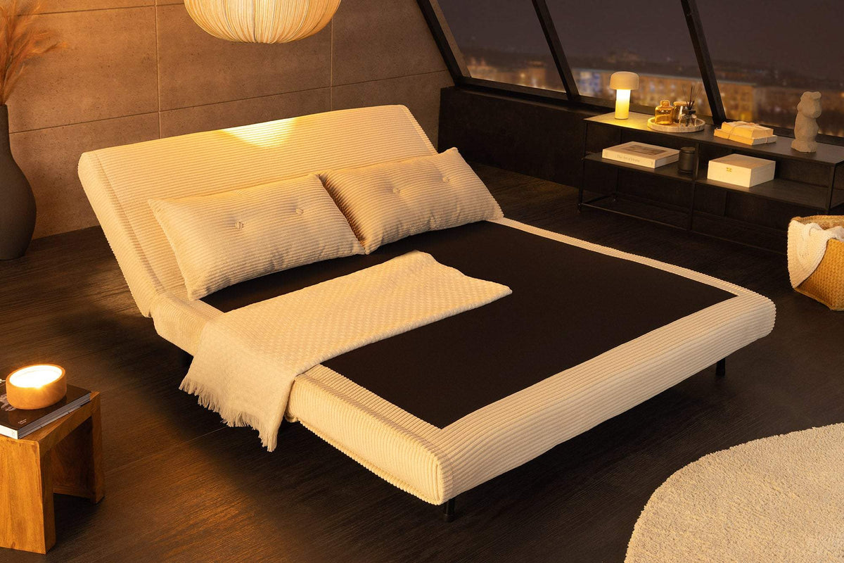 SMART MULTIFUNCTION bézs kordbársony fotelágy 140 cm