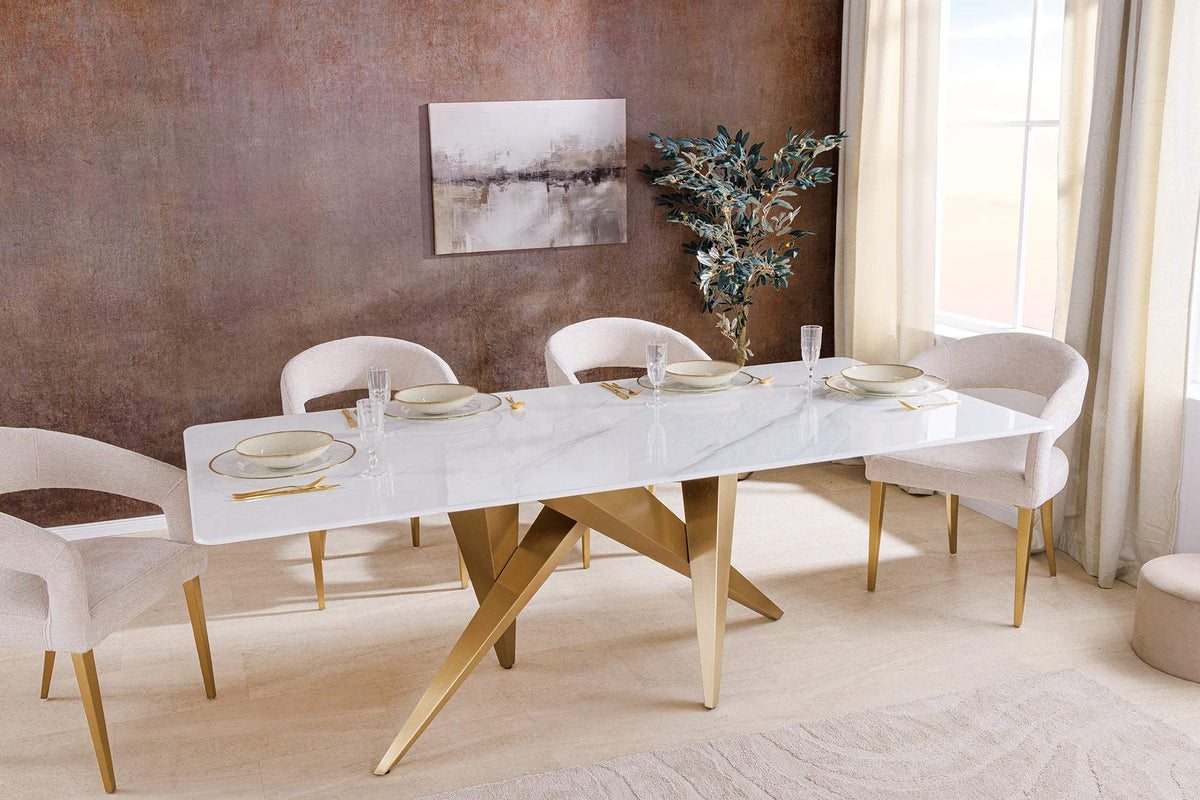 ART LIVING fehér kerámia étkezőasztal 200 cm