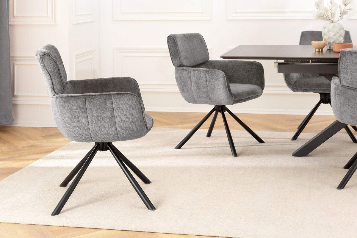 UNIQUE szürke polyester zsenília forgószék