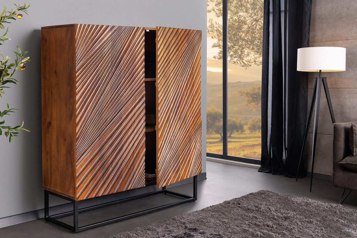 LINE ART barna mangófa tálalószekrény