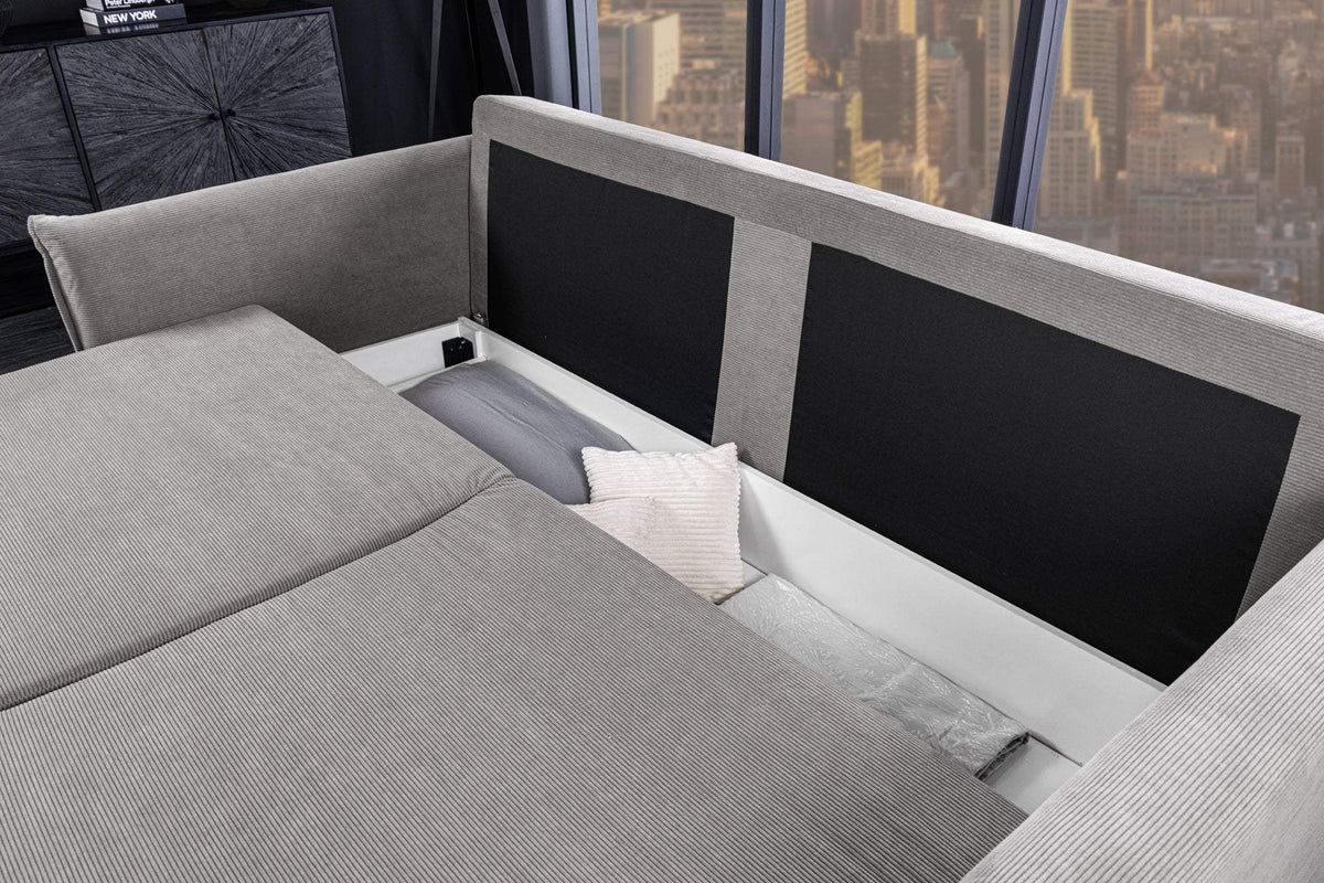 APARTMENT szürke kordbársony kanapéágy