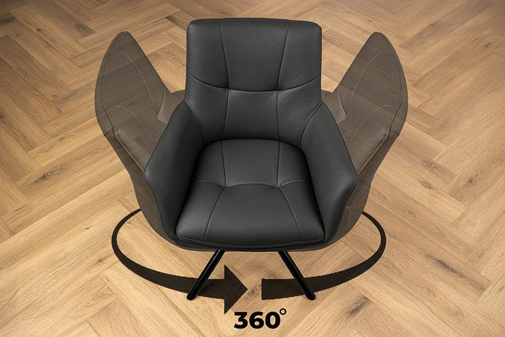 SIGNATURE fekete bőr forgószék