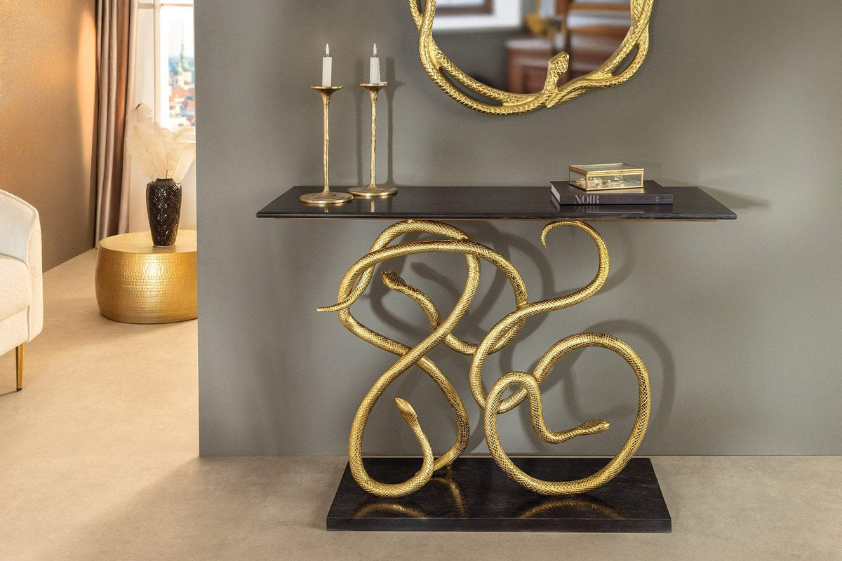 WILDLIFE SNAKE fekete márvány konzolasztal