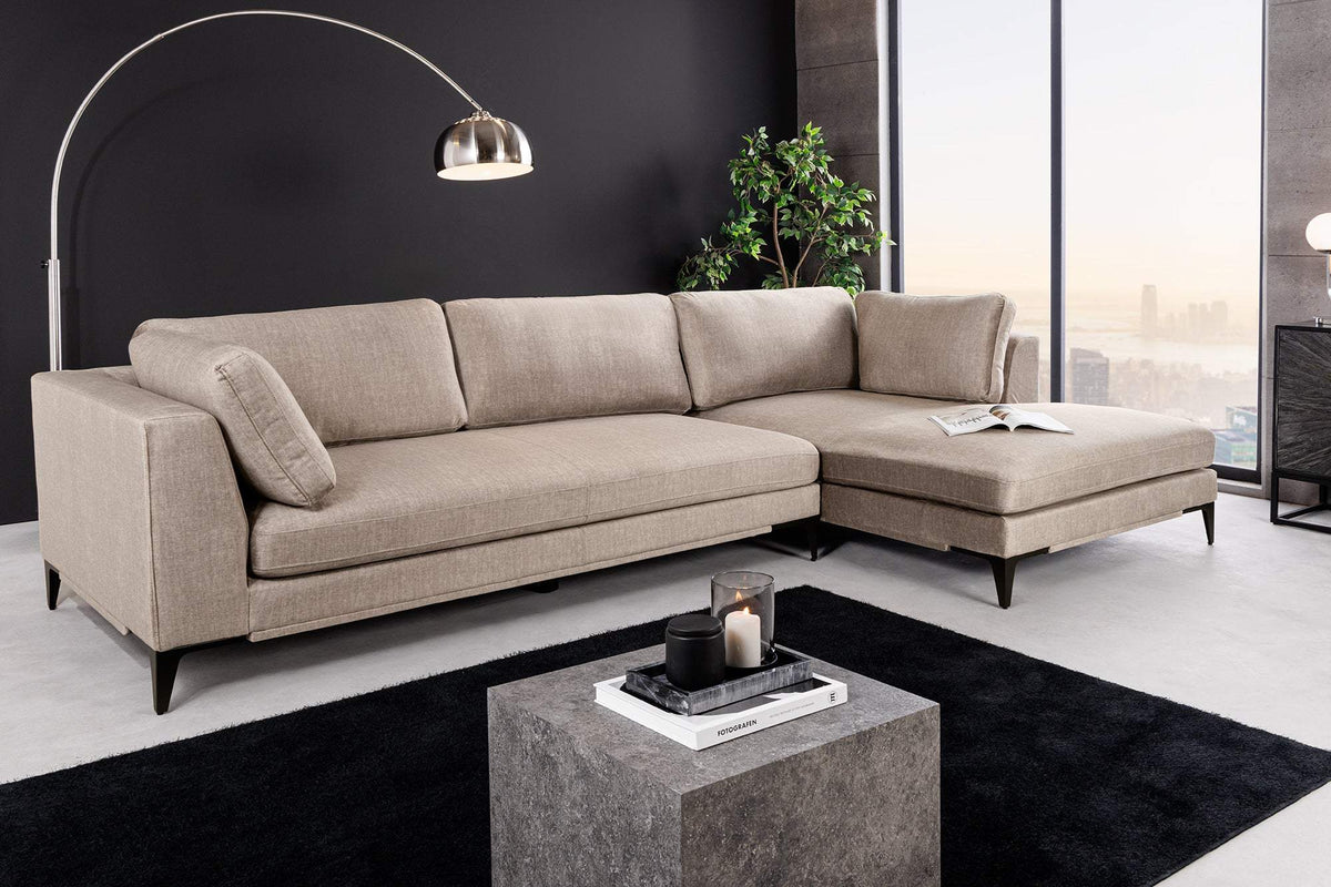 SIGNUM XL taupe bársony sarokkanapé