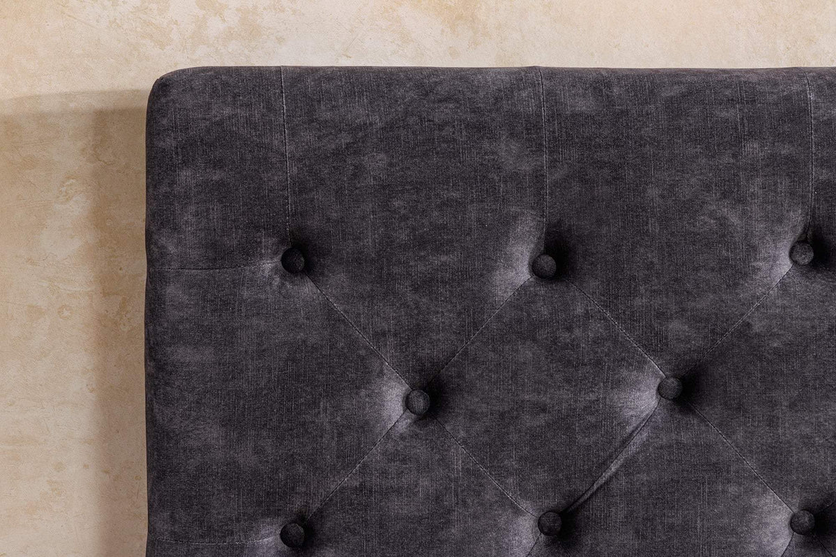 PARIS CHESTERFIELD szürke bársony ágy 160x200 cm