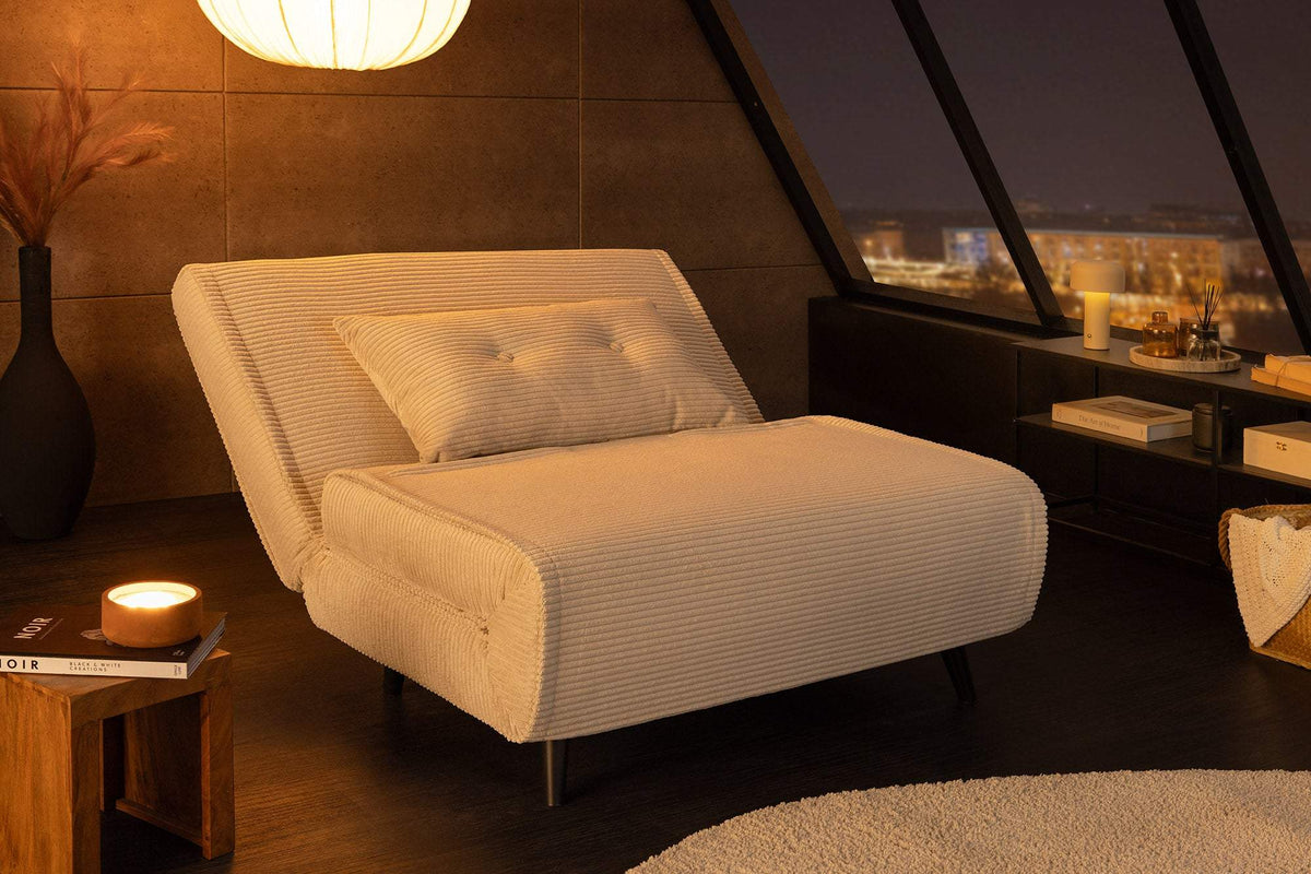 SMART MULTIFUNCTION bézs kordbársony fotelágy 100 cm