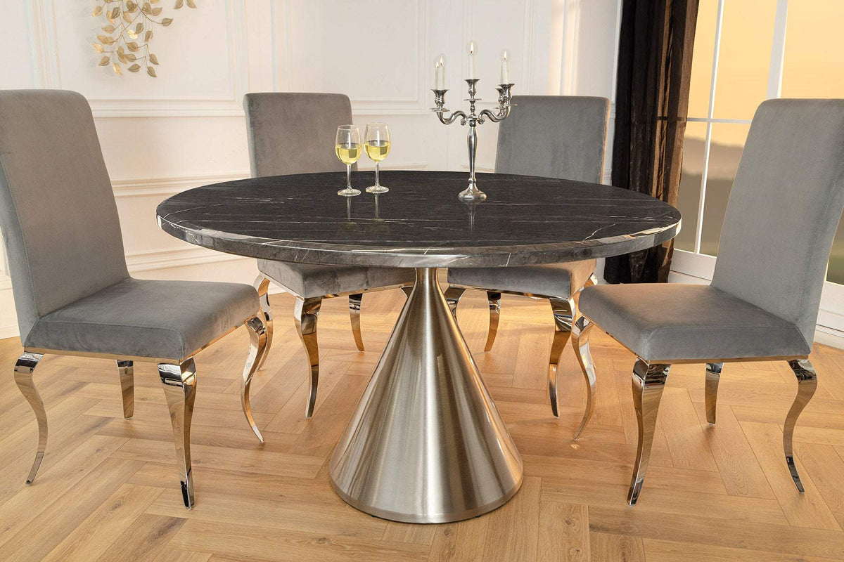 ELEGANCIA fekete műmárvány étkezőasztal 130 cm