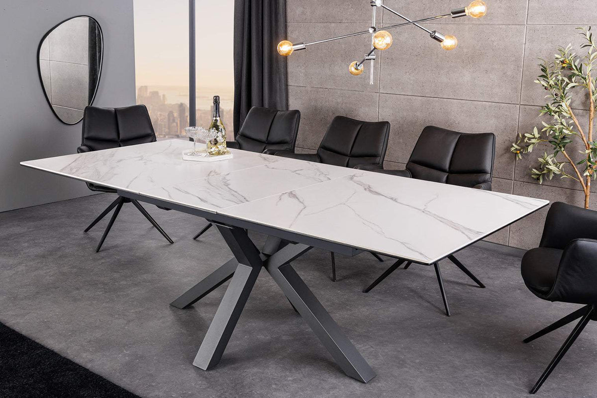 ETERNITY fehér kerámia étkezőasztal 160-200 cm