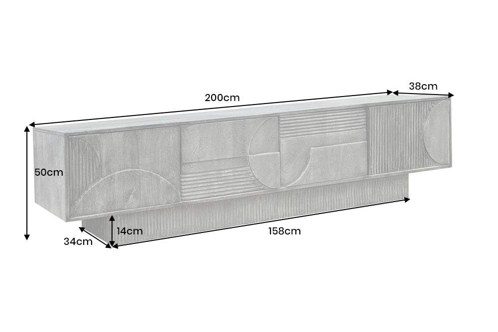 TV ART DECO szürke mangófa tv szekrény 200 cm