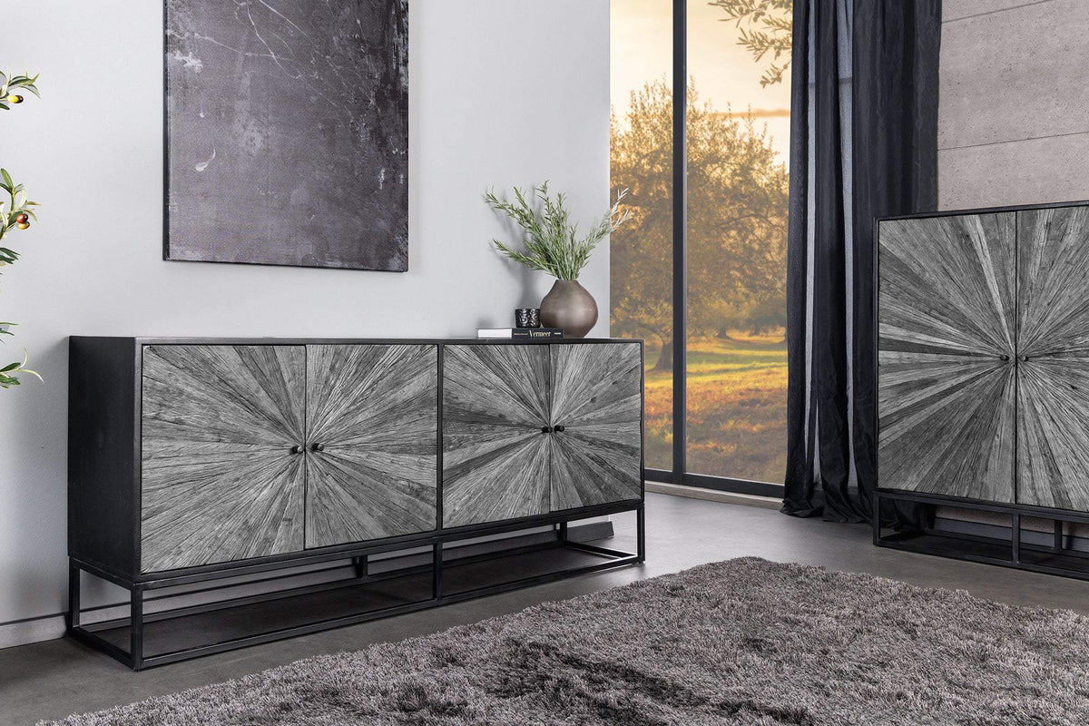 BARRACUDA szürke mangófa tikfa tálalószekrény