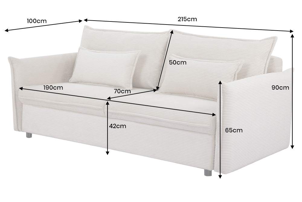 APARTMENT bézs kordbársony kanapéágy