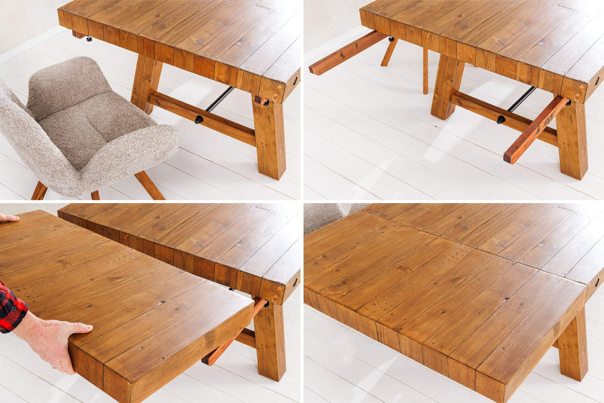 FINCA barna fenyőfa étkezőasztal 300-400 cm