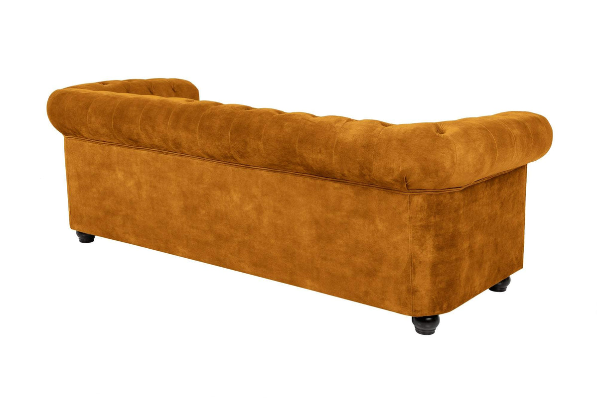 CHESTERFIELD sárga bársony kanapé