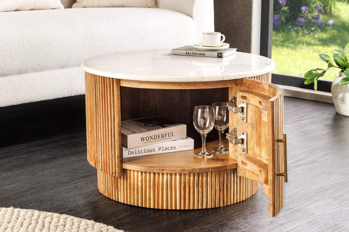 TRES CHIC fehér márvány dohányzóasztal