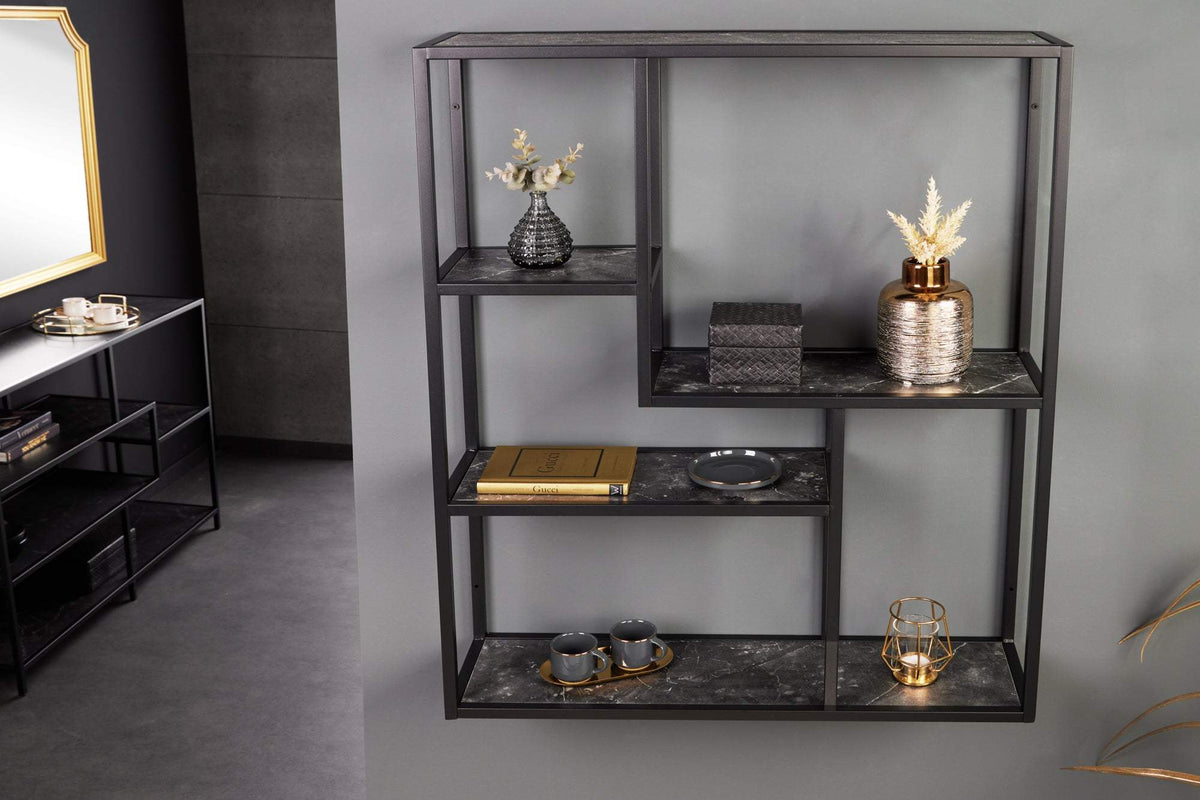 SLIM LINE márvány hatású antracit fali polc