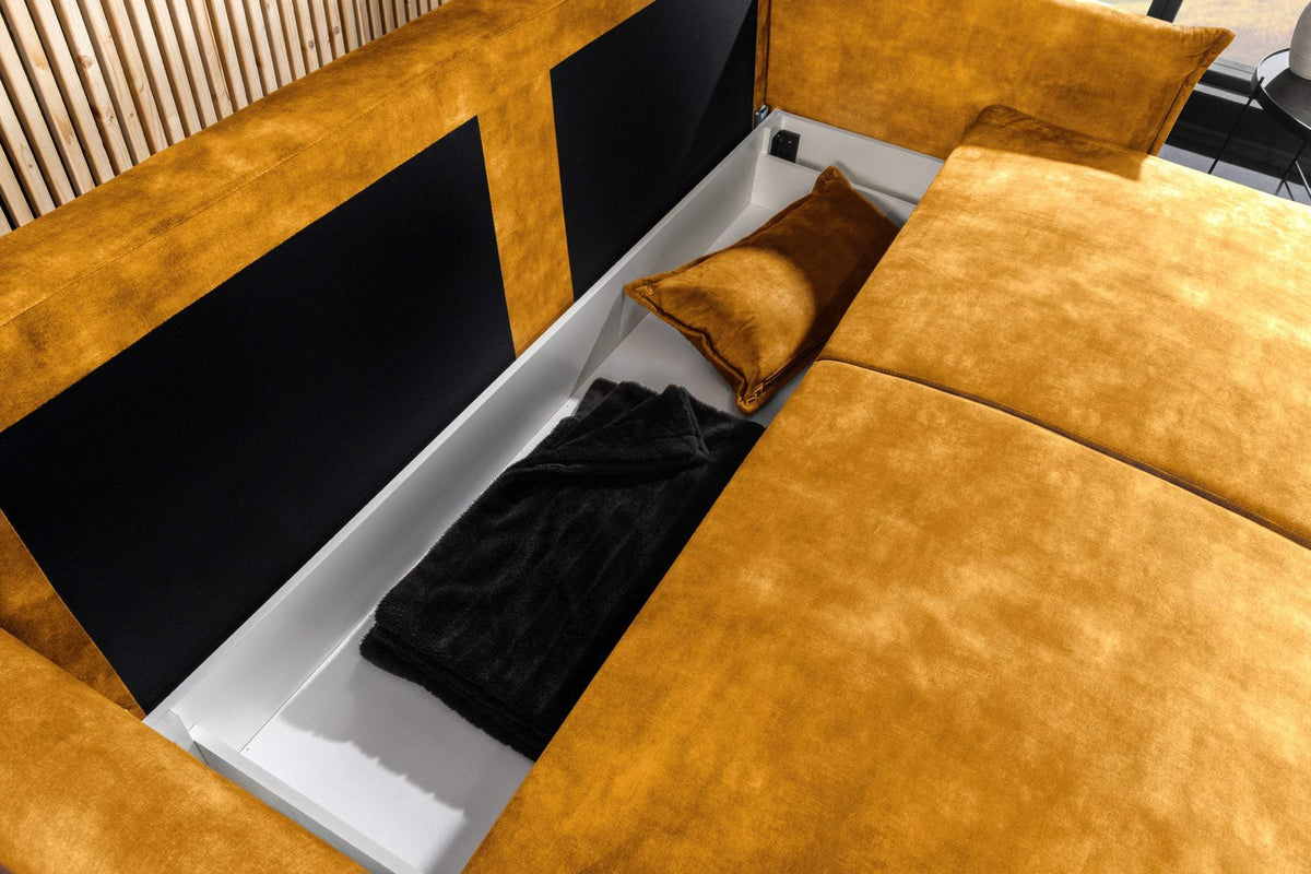 APARTMENT sárga bársony kanapéágy