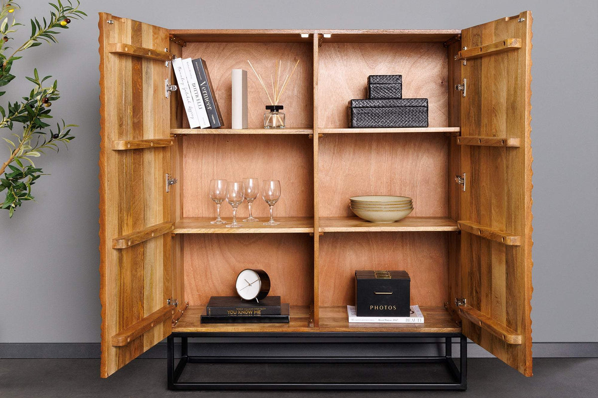 LINE ART barna mangófa tálalószekrény