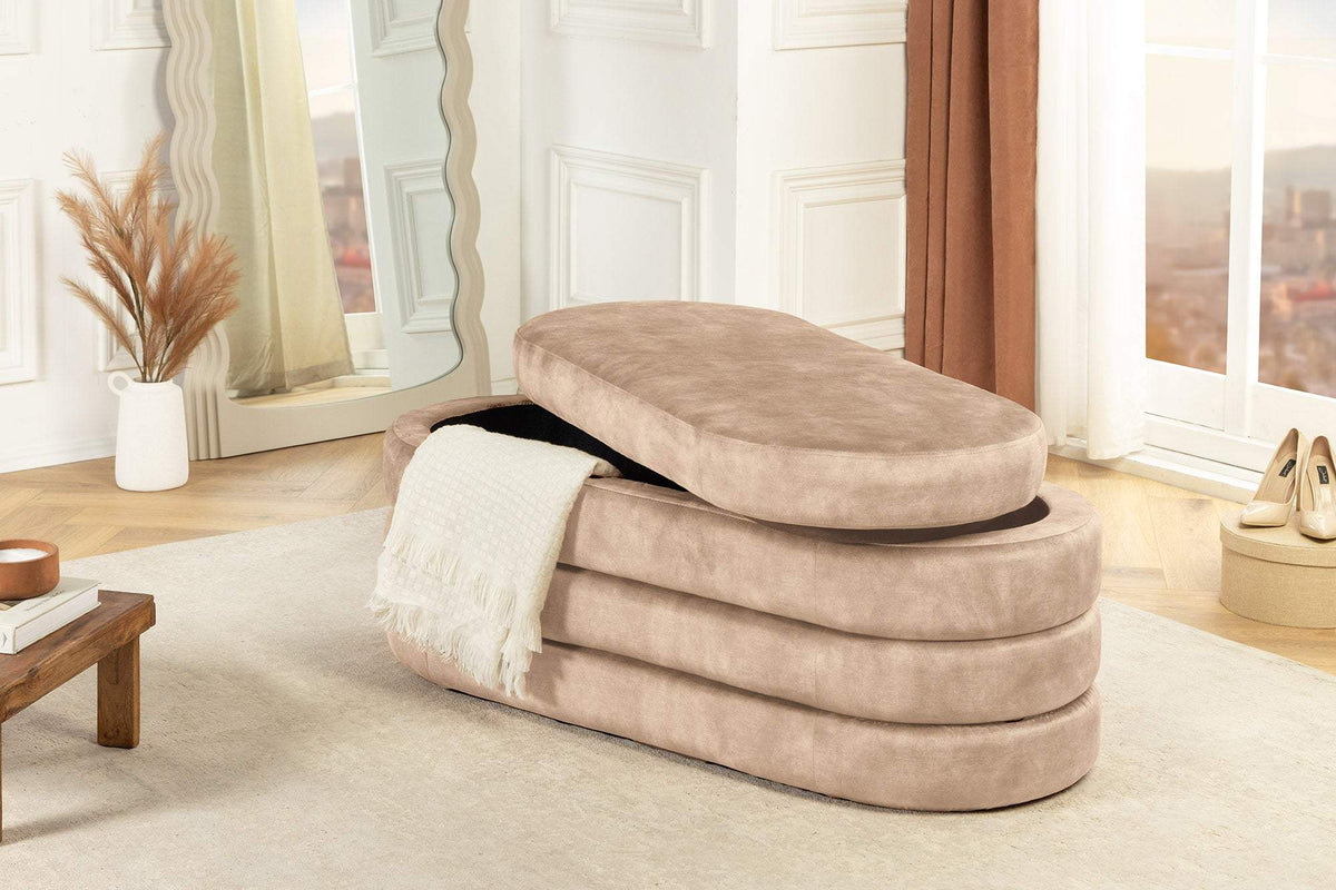 VOQUE bézs bársony ülőpad