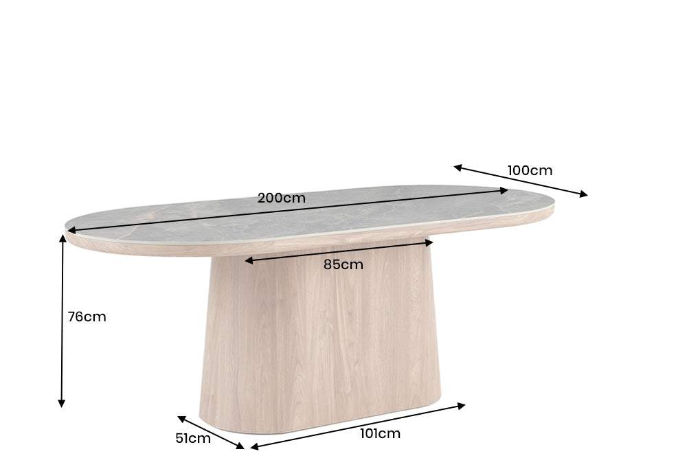 UNIQUE szürke kerámia étkezőasztal 200 cm