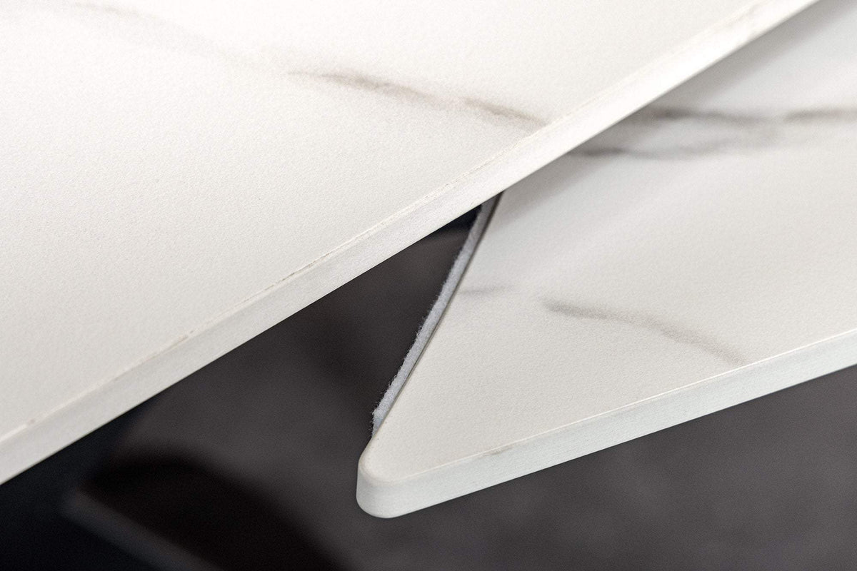 INCEPTION fehér kerámia étkezőasztal 130-190 cm