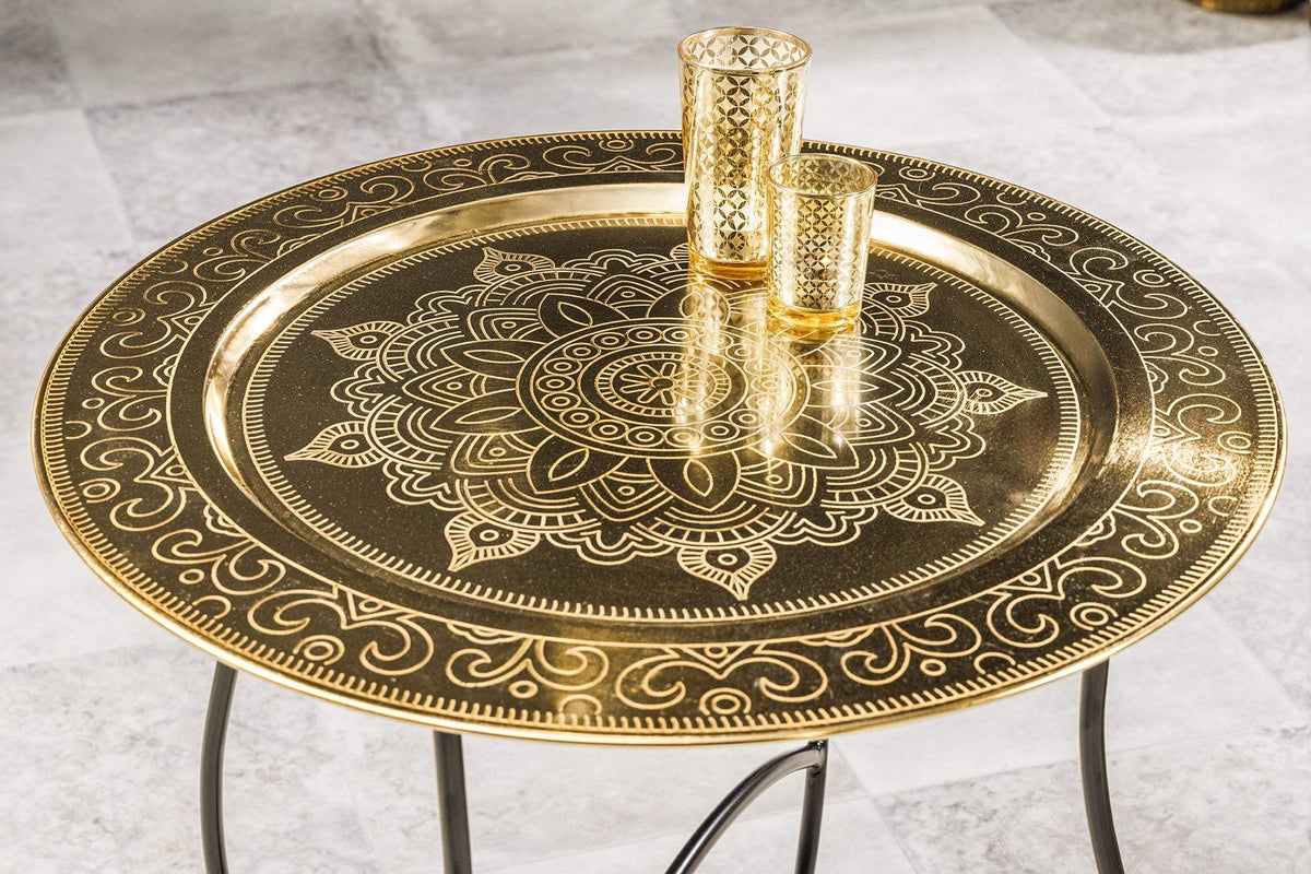 MARRAKESH sárgaréz lerakóasztal levehető tálcával