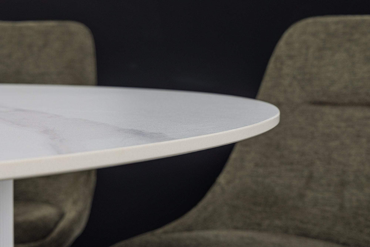 UNIQUE fehér kerámia kerek étkezőasztal 120 cm