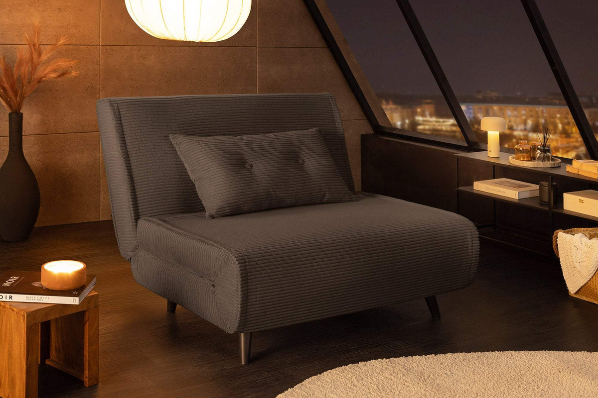 SMART MULTIFUNCTION szürke kordbársony fotelágy 100 cm