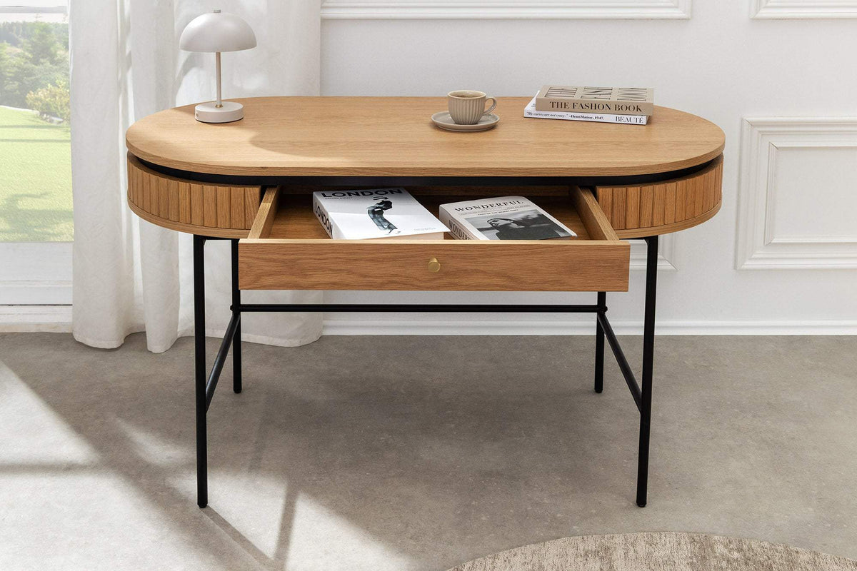 ATELIER barna tölgyfa furnér íróasztal 120 cm