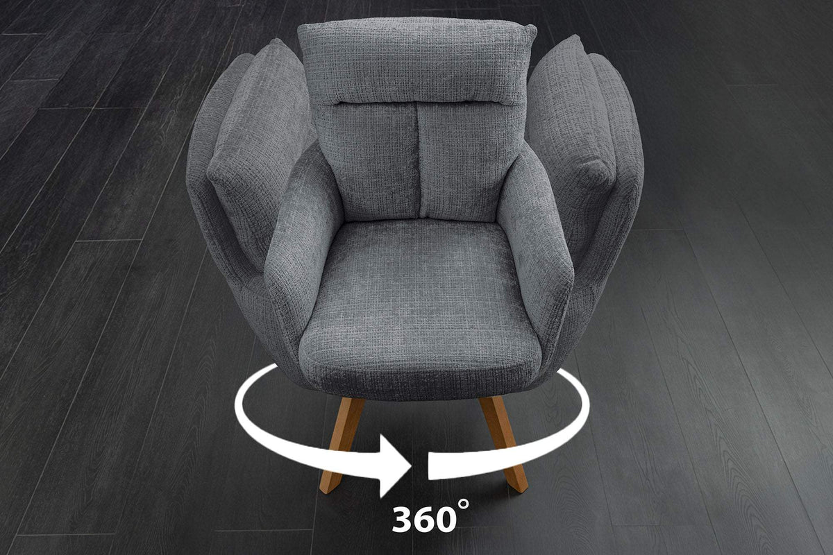 BIG GEORGE szürke polyester zsenília forgószék