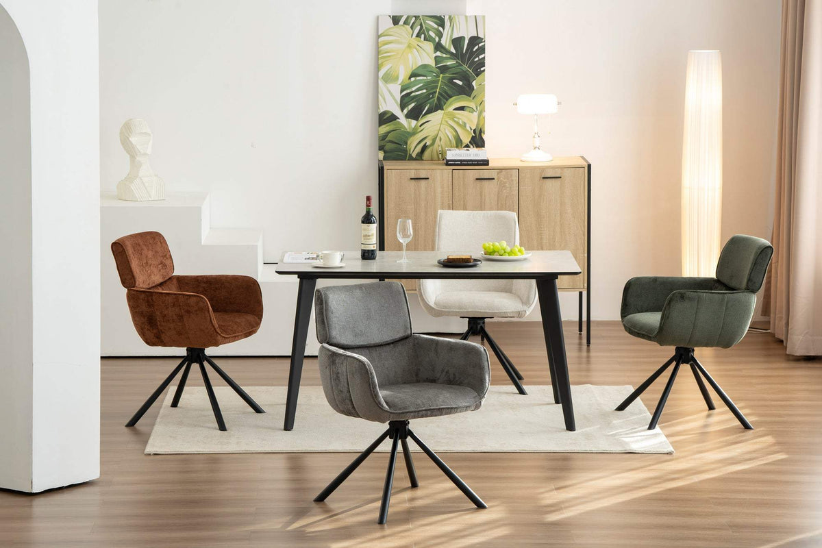 UNIQUE bézs polyester zsenília forgószék