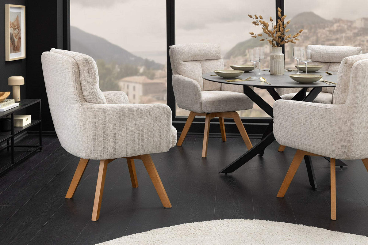 BIG GEORGE bézs polyester zsenília forgószék